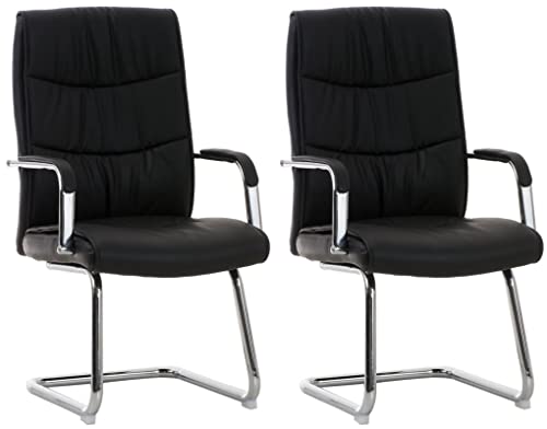 CLP 2er Set Freischwinger Caro mit Polsterung und Kunstlederbezug I Gepolsterte Konferenzstühle mit Armlehne, Farbe:schwarz CLP 2er Set Freischwinger Caro mit Polsterung und Kunstlederbezug I Gepolsterte Konferenzstühle mit Armlehne, Farbe:schwarz von CLP