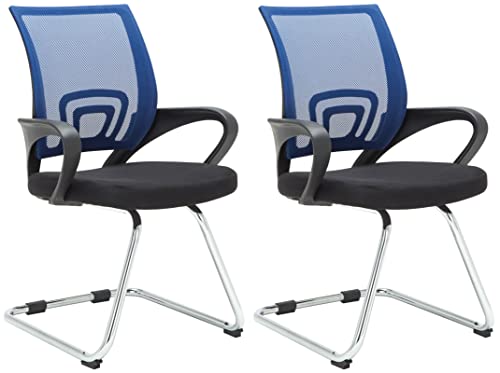 CLP 2er Set Freischwinger Eureka I Polsterstuhl mit Stoffbezug I Rückenlehne mit Netzbezug I Esszimmerstuhl mit Metallgestell, Farbe:blau CLP 2er Set Freischwinger Eureka I Polsterstuhl mit Stoffbezug I Rückenlehne mit Netzbezug I Esszimmerstuhl mit Metallgestell, Farbe:blau von CLP