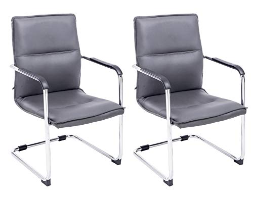 CLP 2er Set Freischwinger Seattle Mit Armlehne I Konferenzstuhl Mit Hochwertiger Polsterung Und Kunstlederbezug, Farbe:grau CLP 2er Set Freischwinger Seattle Mit Armlehne I Konferenzstuhl Mit Hochwertiger Polsterung Und Kunstlederbezug, Farbe:grau von CLP