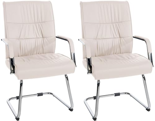 CLP 2er Set Freischwingerstühle Sievert Mit Polsterung Und Kunstlederbezug I Konferenzstühle Mit Armlehne, Farbe:Creme CLP 2er Set Freischwingerstühle Sievert Mit Polsterung Und Kunstlederbezug I Konferenzstühle Mit Armlehne, Farbe:Creme von CLP