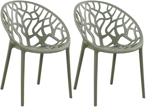 CLP 2er Set Gartenstühle Hope Kunststoff I Stapelstühle wetterfest und UV-beständig I Outdoorstühle pflegeleicht I Sessel für draußen, Farbe:Oliv CLP 2er Set Gartenstühle Hope Kunststoff I Stapelstühle wetterfest und UV-beständig I Outdoorstühle pflegeleicht I Sessel für draußen, Farbe:Oliv von CLP