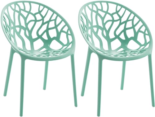 CLP 2er Set Gartenstühle Hope Kunststoff I Stapelstühle wetterfest und UV-beständig I Outdoorstühle pflegeleicht I Sessel für draußen, Farbe:hellgrün von CLP