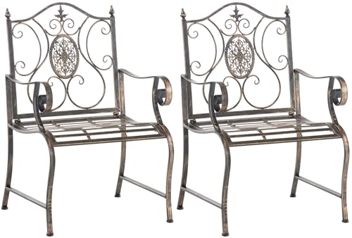 CLP 2er Set Gartenstühle Punjab im Landhausstil I Eisenstuhl lackiert I Gartensessel besonders stabil, Farbe:Bronze CLP 2er Set Gartenstühle Punjab im Landhausstil I Eisenstuhl lackiert I Gartensessel besonders stabil, Farbe:Bronze von CLP