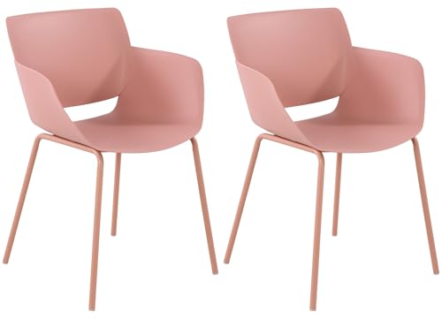 CLP 2er Set Gartenstuhl Alpena I wetterfest und UV-beständig I Metallgestell I Sessel für draußen I Esszimmerstuhl, Farbe:pink von CLP