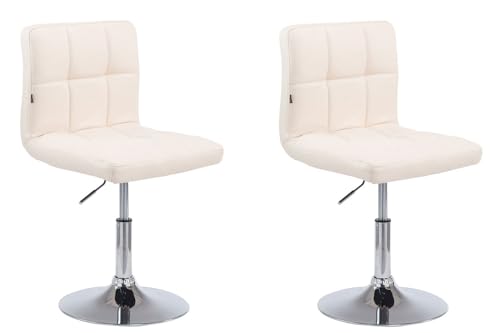CLP 2er Set Lounger Palma V2 Mit Kunstlederbezug I 2 x Höhenverstellbarer Polsterstuhl Mit Rückenlehne, Farbe:Creme von CLP