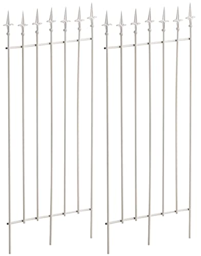 CLP 2er Set Metall-Rankgitter Elisa I Größe: 100 x 50 cm, Stabstärke 0,7 cm I Rankhilfe für Kletterpflanzen, Farbe:weiß von CLP