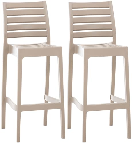 CLP 2er Set Outdoor-Barhocker Ares Mit Fußstütze I Stapelbare Tresenhocker In Rattan-Optik, Farbe:Schlamm von CLP