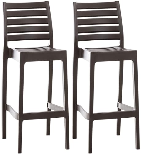 CLP 2er Set Outdoor-Barhocker Ares Mit Fußstütze I Stapelbare Tresenhocker In Rattan-Optik, Farbe:braun CLP 2er Set Outdoor-Barhocker Ares Mit Fußstütze I Stapelbare Tresenhocker In Rattan-Optik, Farbe:braun von CLP