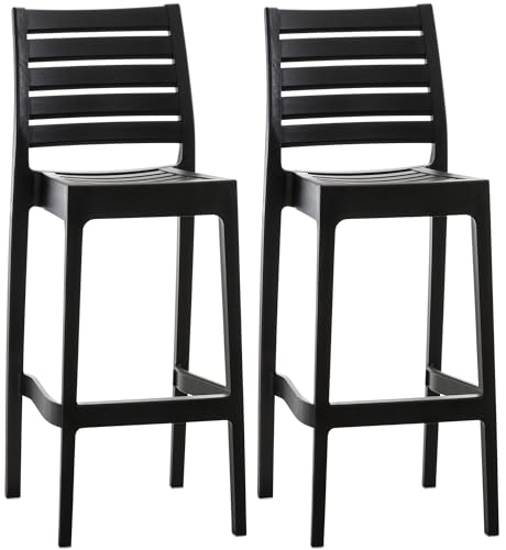 CLP 2er Set Outdoor-Barhocker Ares Mit Fußstütze I Stapelbare Tresenhocker In Rattan-Optik, Farbe:schwarz CLP 2er Set Outdoor-Barhocker Ares Mit Fußstütze I Stapelbare Tresenhocker In Rattan-Optik, Farbe:schwarz von CLP