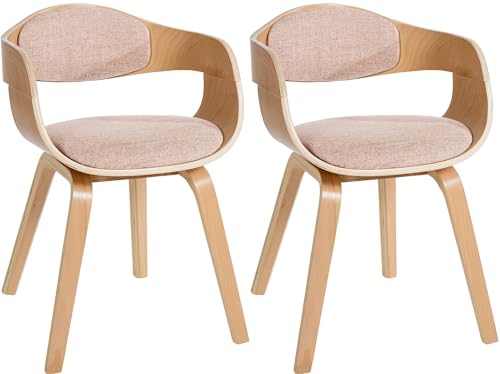 CLP 2er Set Retrostühle Kingston mit Stoffbezug und umlaufender Rückenlehne I Lehnstühle mit Polsterung und Holzgestell, Farbe:Natur/Creme, Gestell Farbe:Natur CLP 2er Set Retrostühle Kingston mit Stoffbezug und umlaufender Rückenlehne I Lehnstühle mit Polsterung und Holzgestell, Farbe:Natur/Creme, Gestell Farbe:Natur von CLP
