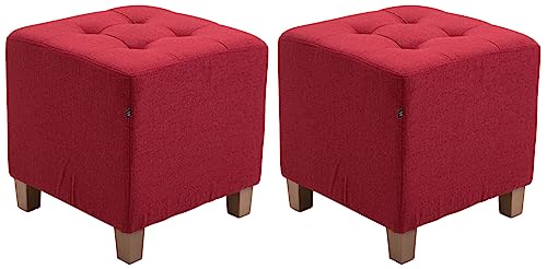 CLP 2er Set Sitzhocker Pharao mit Stoffbezug I Sitzwürfel mit hochwertiger Polsterung und Bodenschonern, Farbe:rot CLP 2er Set Sitzhocker Pharao mit Stoffbezug I Sitzwürfel mit hochwertiger Polsterung und Bodenschonern, Farbe:rot von CLP