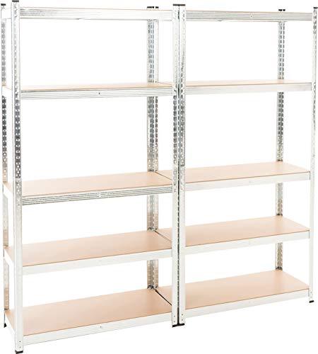 CLP 2er Set Steckregal G 90x40x180 I Schwerlastregal Max. Tragkraft 875 kg I 2X Lagerregal Verzinkt I Ablagefläche 89 x 39,5 cm je Regal, Farbe:Silber CLP 2er Set Steckregal G 90x40x180 I Schwerlastregal Max. Tragkraft 875 kg I 2X Lagerregal Verzinkt I Ablagefläche 89 x 39,5 cm je Regal, Farbe:Silber von CLP