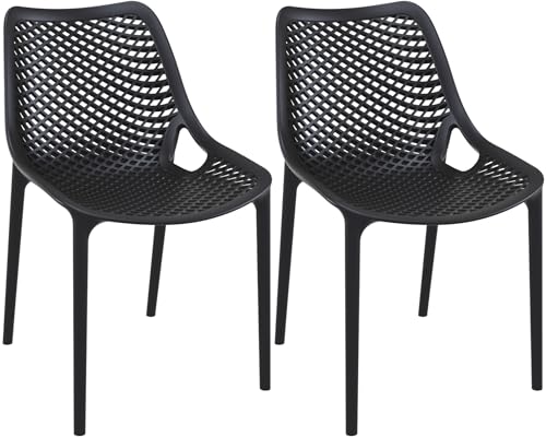 CLP 2er Set Stühle Air I Stapelbar I UV-Lichtbeständig I Wasserabweisend, Farbe:schwarz CLP 2er Set Stühle Air I Stapelbar I UV-Lichtbeständig I Wasserabweisend, Farbe:schwarz von CLP