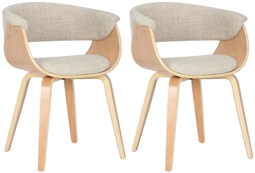 CLP 2er Set Stühle Bruce Stoff I Esszimmerstuhl Mit Umlaufender Rückenlehne I Sessel Mit Polsterung Und Holzgestell, Farbe:Natur/Creme CLP 2er Set Stühle Bruce Stoff I Esszimmerstuhl Mit Umlaufender Rückenlehne I Sessel Mit Polsterung Und Holzgestell, Farbe:Natur/Creme von CLP