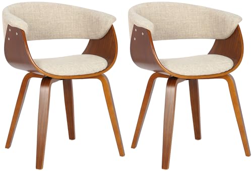CLP 2er Set Stühle Bruce Stoff I Esszimmerstuhl Mit Umlaufender Rückenlehne I Sessel Mit Polsterung Und Holzgestell, Farbe:walnuss/Creme CLP 2er Set Stühle Bruce Stoff I Esszimmerstuhl Mit Umlaufender Rückenlehne I Sessel Mit Polsterung Und Holzgestell, Farbe:walnuss/Creme von CLP