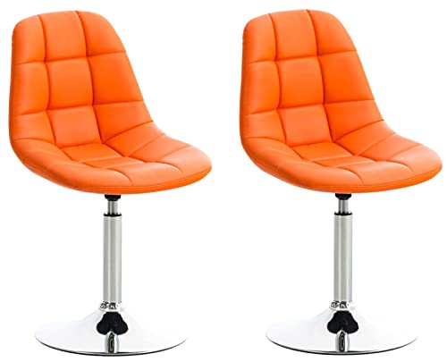 CLP 2er Set Stühle Emil Kunstleder I Mit Gestepptem Sitz I Drehstühle Mit Trompetenfüße In Chromoptik, Farbe:orange von CLP
