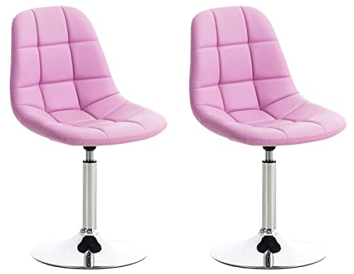 CLP 2er Set Stühle Emil Kunstleder I Mit Gestepptem Sitz I Drehstühle Mit Trompetenfüße In Chromoptik, Farbe:pink von CLP