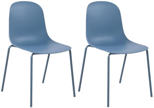 CLP 2er Set Stühle Hardin, stapelbare Gartenstühle, wetterfest und UV-beständig, Outdoor-Stuhl für Balkon, Terrasse und Esszimmer, Farbe:blau von CLP