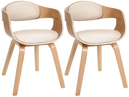 CLP 2er Set Stühle Kunstleder Mit Rückenlehne Und Polsterung I Lehnstuhl Mit Holzgestell, Farbe:Natur/Creme CLP 2er Set Stühle Kunstleder Mit Rückenlehne Und Polsterung I Lehnstuhl Mit Holzgestell, Farbe:Natur/Creme von CLP