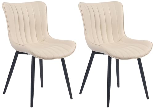 CLP 2er Set Stühle Largo I Samt- Oder Kunstlederbezug I Gepolsterter Esszimmerstuhl I Lehnstuhl mit 4-Fuß Metallgestell, Farbe:Creme, Material:Kunstleder CLP 2er Set Stühle Largo I Samt- Oder Kunstlederbezug I Gepolsterter Esszimmerstuhl I Lehnstuhl mit 4-Fuß Metallgestell, Farbe:Creme, Material:Kunstleder von CLP