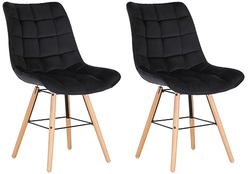 CLP 2er Set Stühle Leni Samt I Polsterstühle Mit Gestepptem Sitz Und Samtbezug I Lehnstühle Mit Einem Gestell Aus Holz Und Metall, Farbe:schwarz CLP 2er Set Stühle Leni Samt I Polsterstühle Mit Gestepptem Sitz Und Samtbezug I Lehnstühle Mit Einem Gestell Aus Holz Und Metall, Farbe:schwarz von CLP