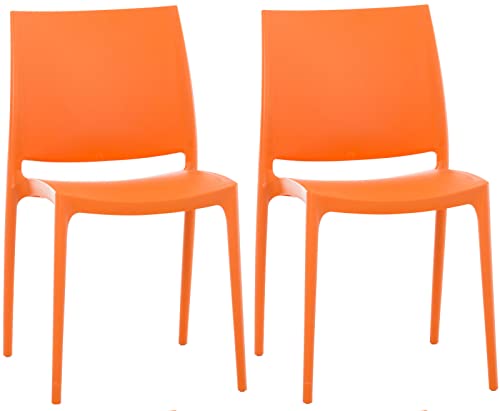 CLP 2er Set Stühle Maya I Wetterbeständige Stapelstühle bis zu 130 kg belastbar, Farbe:orange von CLP