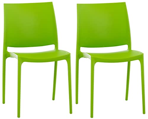 CLP 2er Set Stühle Maya I Wetterbeständige Stapelstühle bis zu 130 kg belastbar, Farbe:grün von CLP