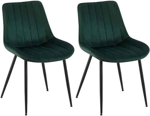 CLP 2er Set Stühle Rahden Samt Mit Schwarzem Gestell Und Einer Sitzhöhe Von 46 cm I Polsterstühle Mit Gestepptem Sitz, Farbe:grün CLP 2er Set Stühle Rahden Samt Mit Schwarzem Gestell Und Einer Sitzhöhe Von 46 cm I Polsterstühle Mit Gestepptem Sitz, Farbe:grün von CLP