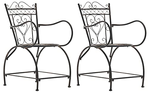 CLP 2er Set Stühle Sheela I Gartenstühle Aus Metall I Metallstuhl Mit Armlehnen Im Jugendstil, Farbe:Bronze CLP 2er Set Stühle Sheela I Gartenstühle Aus Metall I Metallstuhl Mit Armlehnen Im Jugendstil, Farbe:Bronze von CLP