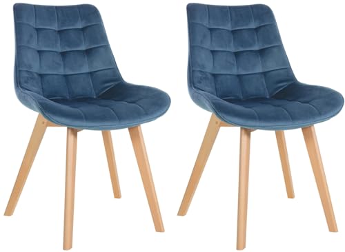 CLP 2er Set Stuhl Brook Samt I Esszimmerstuhl Mit Holzgestell I Küchenstuhl Mit Gesteppten Sitz I Gepolsterter Lehnstuhl, Farbe:blau CLP 2er Set Stuhl Brook Samt I Esszimmerstuhl Mit Holzgestell I Küchenstuhl Mit Gesteppten Sitz I Gepolsterter Lehnstuhl, Farbe:blau von CLP