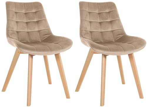 CLP 2er Set Stuhl Brook Samt I Esszimmerstuhl Mit Holzgestell I Küchenstuhl Mit Gesteppten Sitz I Gepolsterter Lehnstuhl, Farbe:braun CLP 2er Set Stuhl Brook Samt I Esszimmerstuhl Mit Holzgestell I Küchenstuhl Mit Gesteppten Sitz I Gepolsterter Lehnstuhl, Farbe:braun von CLP