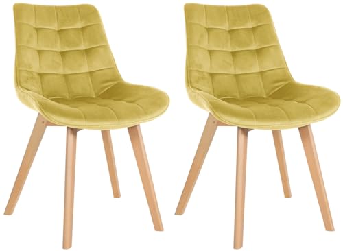 CLP 2er Set Stuhl Brook Samt I Esszimmerstuhl Mit Holzgestell I Küchenstuhl Mit Gesteppten Sitz I Gepolsterter Lehnstuhl, Farbe:gelb CLP 2er Set Stuhl Brook Samt I Esszimmerstuhl Mit Holzgestell I Küchenstuhl Mit Gesteppten Sitz I Gepolsterter Lehnstuhl, Farbe:gelb von CLP