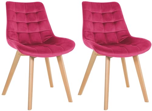 CLP 2er Set Stuhl Brook Samt I Esszimmerstuhl Mit Holzgestell I Küchenstuhl Mit Gesteppten Sitz I Gepolsterter Lehnstuhl, Farbe:rot CLP 2er Set Stuhl Brook Samt I Esszimmerstuhl Mit Holzgestell I Küchenstuhl Mit Gesteppten Sitz I Gepolsterter Lehnstuhl, Farbe:rot von CLP