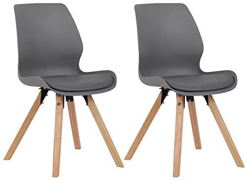 CLP 2er Set Stuhl Luna Kunststoff I Stoff I Samt I Kunstleder I Lehnstuhl mit Holzgestell, Farbe:grau, Material:Kunststoff CLP 2er Set Stuhl Luna Kunststoff I Stoff I Samt I Kunstleder I Lehnstuhl mit Holzgestell, Farbe:grau, Material:Kunststoff von CLP
