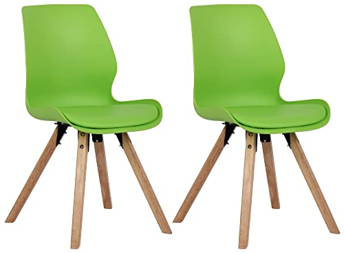 CLP 2er Set Stuhl Luna Kunststoff I Stoff I Samt I Kunstleder I Lehnstuhl mit Holzgestell, Farbe:grün, Material:Kunststoff CLP 2er Set Stuhl Luna Kunststoff I Stoff I Samt I Kunstleder I Lehnstuhl mit Holzgestell, Farbe:grün, Material:Kunststoff von CLP