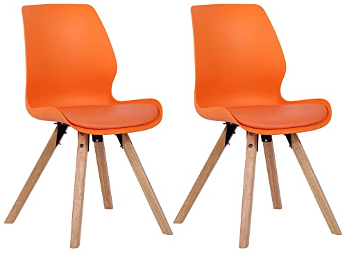 CLP 2er Set Stuhl Luna Kunststoff I Stoff I Samt I Kunstleder I Lehnstuhl mit Holzgestell, Farbe:orange, Material:Kunststoff CLP 2er Set Stuhl Luna Kunststoff I Stoff I Samt I Kunstleder I Lehnstuhl mit Holzgestell, Farbe:orange, Material:Kunststoff von CLP
