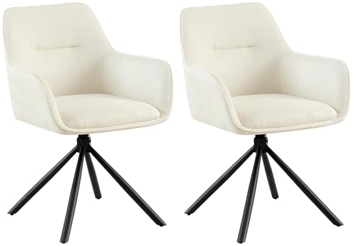 CLP 2er Set Stuhl Tipton Stoffbezug I Schwenkbarer Esszimmerstuhl mit Stoffbezug I Polsterstuhl mit Rückenlehne I Küchenstuhl, Farbe:Creme CLP 2er Set Stuhl Tipton Stoffbezug I Schwenkbarer Esszimmerstuhl mit Stoffbezug I Polsterstuhl mit Rückenlehne I Küchenstuhl, Farbe:Creme von CLP