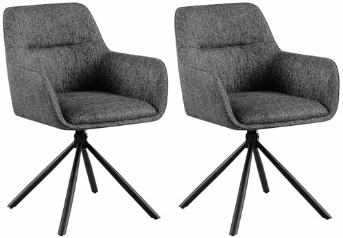 CLP 2er Set Stuhl Tipton Stoffbezug I Schwenkbarer Esszimmerstuhl mit Stoffbezug I Polsterstuhl mit Rückenlehne I Küchenstuhl, Farbe:dunkelgrau CLP 2er Set Stuhl Tipton Stoffbezug I Schwenkbarer Esszimmerstuhl mit Stoffbezug I Polsterstuhl mit Rückenlehne I Küchenstuhl, Farbe:dunkelgrau von CLP