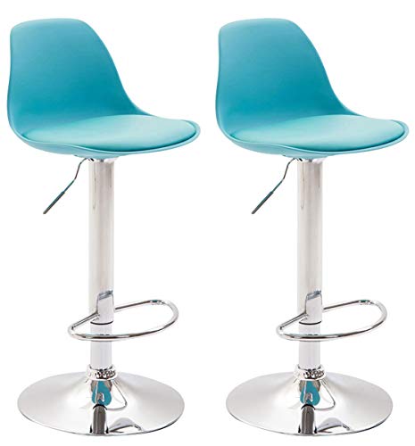 CLP 2er Set Thekenhocker Kiel Kunststoff I Barhocker Mit Polsterung Und Kunstlederbezug I Barstuhl Mit Metallgestell, Farbe:blau, Gestell Farbe:Chrom von CLP