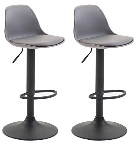 CLP 2er Set Thekenhocker Kiel Kunststoff I Barhocker Mit Polsterung Und Kunstlederbezug I Barstuhl Mit Metallgestell, Farbe:grau, Gestell Farbe:schwarz CLP 2er Set Thekenhocker Kiel Kunststoff I Barhocker Mit Polsterung Und Kunstlederbezug I Barstuhl Mit Metallgestell, Farbe:grau, Gestell Farbe:schwarz von CLP