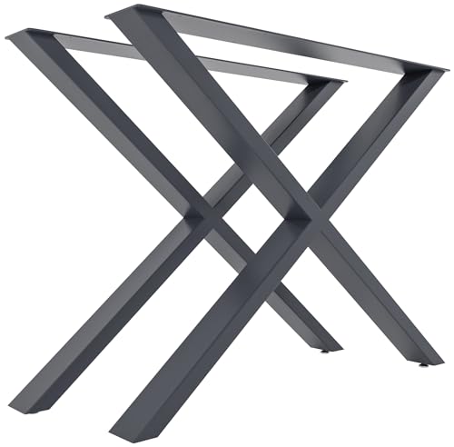 CLP 2er Set Tischbeine Swift I Tischkufen Aus Vierkantprofilen I Höhe 72 cm I Pulverbeschichtetes Gestell, Farbe:grau, Größe:L von CLP