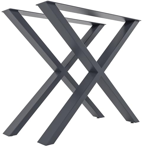 CLP 2er Set Tischbeine Swift I Tischkufen Aus Vierkantprofilen I Höhe 72 cm I Pulverbeschichtetes Gestell, Farbe:grau, Größe:M von CLP