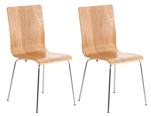 CLP 2er-Set Wartezimmerstuhl Pepe mit ergonomisch geformten Holzsitz und Metallgestell I 2X Konferenzstuhl I erhältlich, Farbe:Eiche von CLP