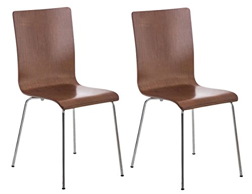 CLP 2er-Set Wartezimmerstuhl Pepe mit ergonomisch geformten Holzsitz und Metallgestell I 2X Konferenzstuhl I erhältlich, Farbe:braun von CLP