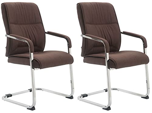 CLP 2er Set XXL-Freischwinger Anubis Mit Gepolsterter Sitzfläche I Konferenzstühle Mit Metallgestell Und Stoffbezug, Farbe:braun von CLP