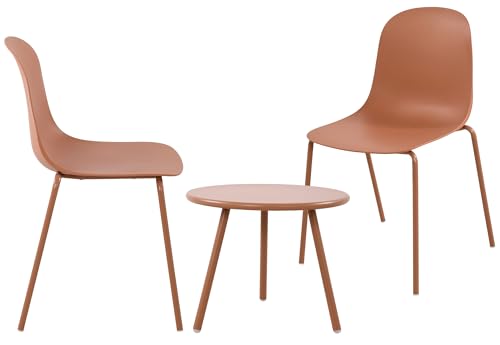 CLP 2er Sitzgruppe Berdin I Garten-Set 2X Stuhl stapelbar und 1x Tisch I Outdoor-Set wetterfest und UV-beständig I Gartenmöbel, Farbe:Terracotta CLP 2er Sitzgruppe Berdin I Garten-Set 2X Stuhl stapelbar und 1x Tisch I Outdoor-Set wetterfest und UV-beständig I Gartenmöbel, Farbe:Terracotta von CLP