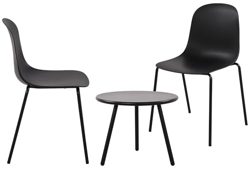 CLP 2er Sitzgruppe Berdin I Garten-Set 2X Stuhl stapelbar und 1x Tisch I Outdoor-Set wetterfest und UV-beständig I Gartenmöbel, Farbe:schwarz CLP 2er Sitzgruppe Berdin I Garten-Set 2X Stuhl stapelbar und 1x Tisch I Outdoor-Set wetterfest und UV-beständig I Gartenmöbel, Farbe:schwarz von CLP