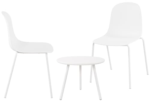 CLP 2er Sitzgruppe Berdin I Garten-Set 2X Stuhl stapelbar und 1x Tisch I Outdoor-Set wetterfest und UV-beständig I Gartenmöbel, Farbe:weiß CLP 2er Sitzgruppe Berdin I Garten-Set 2X Stuhl stapelbar und 1x Tisch I Outdoor-Set wetterfest und UV-beständig I Gartenmöbel, Farbe:weiß von CLP