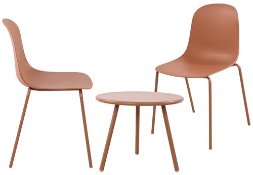 CLP 2er Sitzgruppe Mindin I Garten-Set 2X Stuhl stapelbar und 1x Tisch I Outdoor-Set wetterfest und UV-beständig I Gartenmöbel, Farbe:Terracotta CLP 2er Sitzgruppe Mindin I Garten-Set 2X Stuhl stapelbar und 1x Tisch I Outdoor-Set wetterfest und UV-beständig I Gartenmöbel, Farbe:Terracotta von CLP