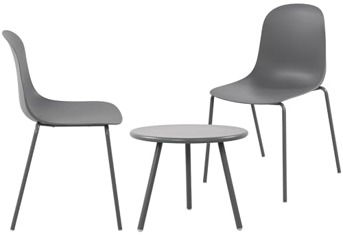 CLP 2er Sitzgruppe Mindin I Garten-Set 2X Stuhl stapelbar und 1x Tisch I Outdoor-Set wetterfest und UV-beständig I Gartenmöbel, Farbe:dunkelgrau CLP 2er Sitzgruppe Mindin I Garten-Set 2X Stuhl stapelbar und 1x Tisch I Outdoor-Set wetterfest und UV-beständig I Gartenmöbel, Farbe:dunkelgrau von CLP